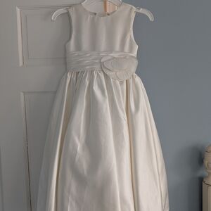 NWT Ivory Satin Flower-Trim Girls' Dress Size 4